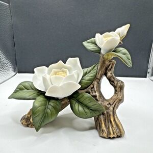Vtg Homco Masterpiece Collection Magnolia Flower White Bone China 1985